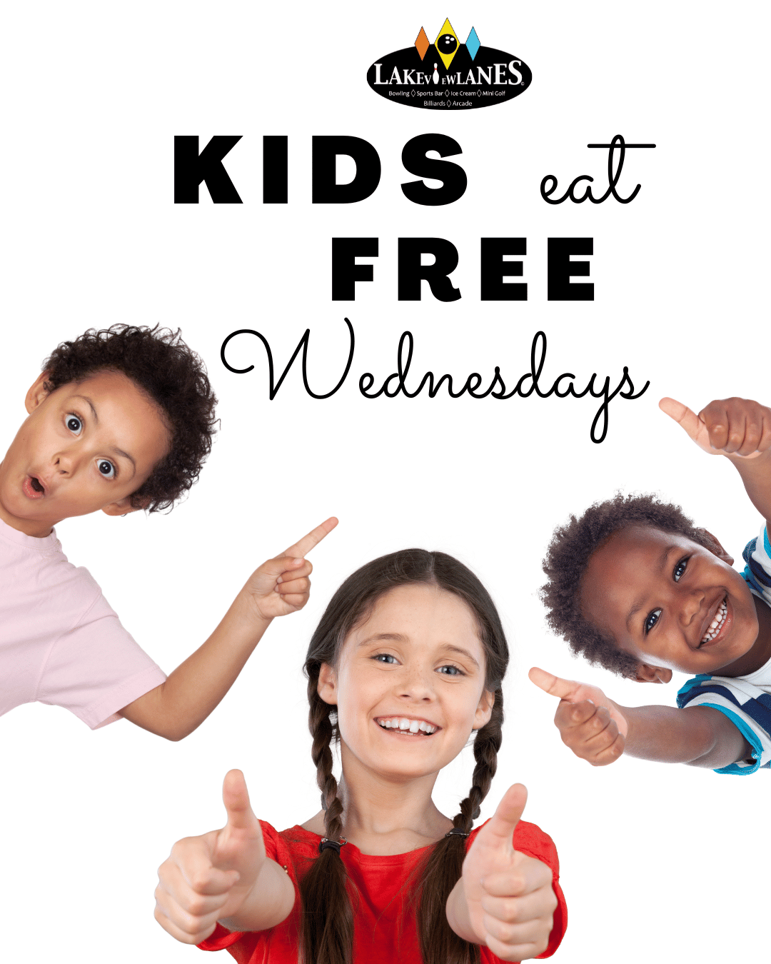 kids eat free wed promo lakeview Wednesday kids eat free lakeview lanes