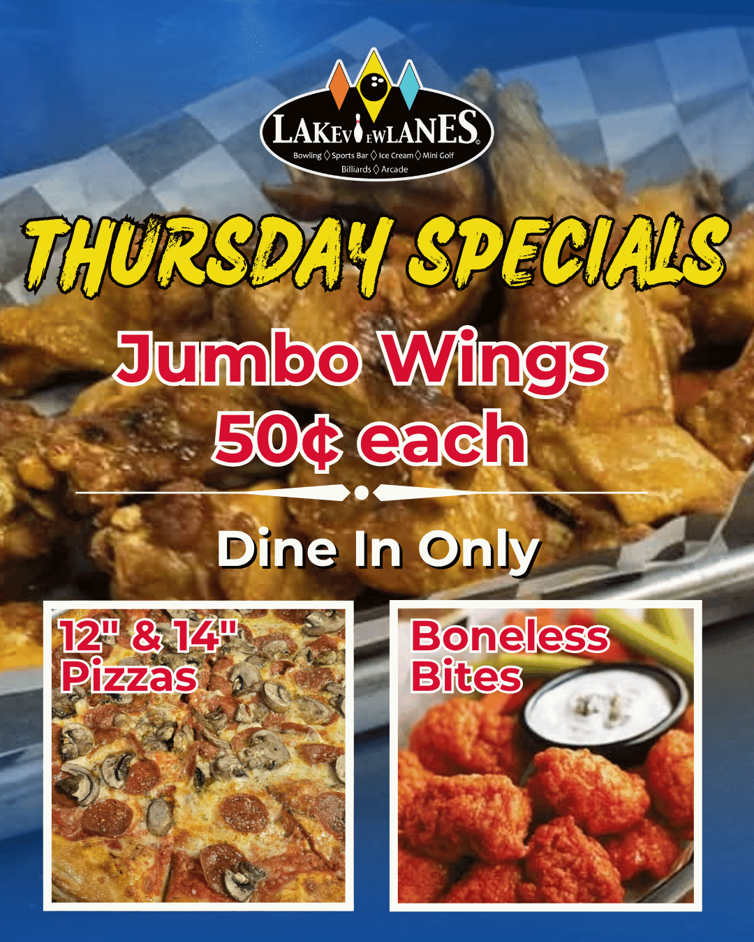 thursday special wings pizza thursday wings special at lakeview lanes