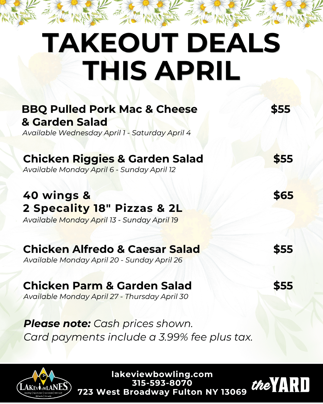 Lakeview Takeout Packages